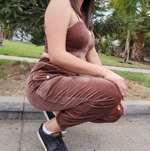 Cami Sweetheart Corduroy Cargo Pants Set